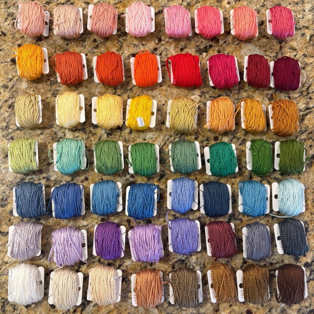 56 Piece DMC Perle Embroidery Floss #3 Lot Labeled Bobbins Needlepoint Thread #1